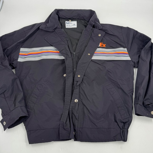 Vintage FedEx Uniform Jacket Stan Herman US Solutions Workwear Mens LG - Picture 1 of 8
